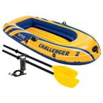 Intex Challenger 2, 2-Person Inflatable Boat Set with French Oars and High Output Air Pump (Latest Model)