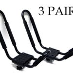 9sparts® J Bar Kayak Canoe Inflatable Boat Wakeboard Waveboard Paddleboard Snowboard Ski Roof Rack Carrier Car SUV Truck Jeep Roof Top Mount With Straps (3 Pairs (6 Racks))