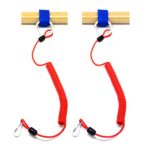 SAMSFX 2pcs x Kayak Canoe Safety Coiled Paddle Leash Rod Holder for Fishing Rod Leashes Accessories