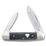 Rough Rider Diamond Jim Canoe Fold Knife, Clip, spey and sheepsfoot blade, Black smooth bone