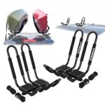 Ediors 2 Pairs Universal J-bar Shape Steel Kayak Canoe Paddle Surf Snow Board Carrier Roof Rack Car Top Mount