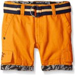 U.S. Polo Assn. Little Boys Belted Cargo Twill Short, Canoe Orange, 5