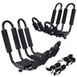 Goplus Kayak Carrier Universal 2 Pair J- shape Rack Canoe Boat Surf Ski Roof Top Mounted on Car SUV Truck VAN