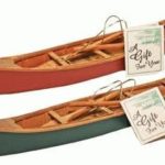 Hand-Crafted Wooden Canoe with Paddles Miniature Replica (1-pc) 11-inch