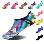 Womens and Mens Water Shoes Barefoot Quick-Dry Aqua Socks for Beach Swim Surf Yoga Exercise (Blue/Surfing, L)