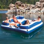 Inflatable Floating Island 5 Person Party Boat Raft for Pool Lake River