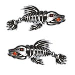 MagiDeal 2 Pieces / Set Kayak Decals Fish Bones Skeleton Stickers for Kayak Canoe Fishing Boat Wall Car Accessories