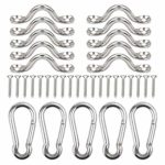 10Pcs M5 Stainless Steel Kayak Deck Loops Eye Straps with Wood Screws and 5Pcs M5 Stainless Steel Snap Hook Hardware Rigging