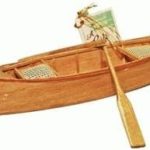 Hand-Crafted Wooden Canoe with Caneseat, Miniature Replica 11-inch