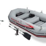 Intex Mariner 4 Inflatable Raft River/Lake Dinghy Boat Set & Motor Mount Kit