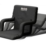 MOD Complete Wide Stadium Seat Chair for Bleachers or Benches – Enjoy Padded Cushion Backs and Armrest Support – 6 Reclining Custom Fit Sport Positions – Portable with Easy to Carry Backpack Straps
