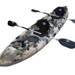 BKC UH-TK219 12 foot Tandem Sit On Top Kayak 2 or 3 person with 2 Paddles and Seats and 5 Fishing Rod Holders Included (Camo)