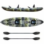 Elkton Outdoors Tandem Fishing Kayak, 12-Foot Sit On Top Fishing Kayak with EVA Padded Seats, Includes Aluminum Paddles, Rod Holders and Dry Storage Compartments