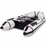 Goplus 2 or 4-Person Inflatable Dinghy Boat Fishing Tender Raft Deep Bottom and Trolling Motor Transom (Gray 4-Person 10FT)