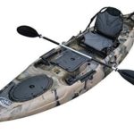 BKC UH-RA220 11.5 foot Riptide Angler Sit On Top Fishing Kayak with Paddles and Upright Chair and Rudder System Included (Camo)