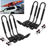 Car Rack & Carriers Universal 2 Pairs J- Shape Kayak Rack HD Kayak Carrier, Cary Canoe Boat. Surf Ski Roof Top Mounted on Car SUV Crossbar