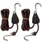 FishYuan Sentry Ratchet Kayak and Canoe Bow and Stern Tie Downs 1/4″ Grow Light Heavy Duty Adjustable Rope Hanger (2-Pack)