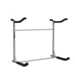 SPAREHAND Freestanding Dual Storage Rack for 2 Kayaks or SUPs, Tools-Free Assembly, Pebble Silver Finish