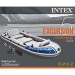 Intex Excursion 5, 5-Person Inflatable Boat Set with Aluminum Oars and High Output Air Pump (Latest Model)