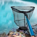 Floating Fishing Net, Triangle Foldable Telescopic Rod Rubber Coated Floating Fishing Landing Net for Freshwater Saltwater