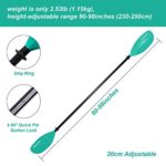 wonitago Kayak Paddles with Alloy Shaft and PP Blade, 3-Piece, 230-250cm/90-98 Inches, Teal