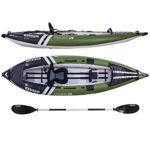 Elkton Outdoors Steelhead Inflatable Fishing Kayak – One-Person Angler Blow Up Kayak, Includes Paddle, Seat, Hard Mounting Points, Bungee Storage, Rigid Dropstitch Floor and Spray Guard