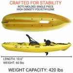 BKC PK11 Angler 10.5-Foot Sit On Top Solo Fishing Kayak w/Instant Reverse Pedal Drive, Hand Control Rudder, Paddle, and Upright Seat (Yellow)