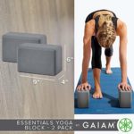 Gaiam Essentials Yoga Block (Set of 2) – Supportive Latex-Free EVA Foam Soft Non-Slip Surface for Yoga, Pilates, Meditation, Grey