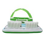 COMFY FLOATS 91464VM 13 Foot Misting Party Platform Inflatable Summer Float for Pool, Lake, River Fits 6 People, White/Aqua Blue