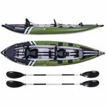Elkton Outdoors Steelhead Inflatable Fishing Kayak – Two-Person Angler Blow Up Kayak, Includes Paddles, Seats, Hard Mounting Points, Bungee Storage, Rigid Dropstitch Floor and Spray Guard