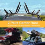 PIRIPARA Kayak Roof Rack 2 Pairs J-Bar Carrier Holder for Canoe, SUV, Cars, Truck, Car Top Mount Racks for Trip, Set of 4