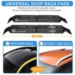 XGeek Soft Roof Rack Pads,Universal Car Roof Rack Pad for Kayak/SUP/Snow Board/Surfboard/Canoe,with 4 Buckle Tie Down Straps, 2 Tie Down Ropes, 2 Quick Loop Straps, 2 Hood Loop Straps and Storage Bag