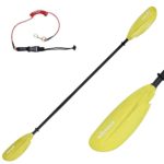 WOOWAVE Kayak Paddles Adjustable 91.3 inch/231cm Aluminum Shaft and Reinforced Fiberglass Blades,Lightweight Kayak Paddle for Kayaking Boating Oar with a Premium Paddle Leash (Yellow)