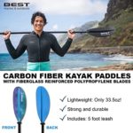 Best Marine Kayak Paddle – Carbon Fiber Shaft & Fiberglass Reinforced Polypropylene Blades – 220cm, 234cm, 250cm Separating Lightweight Floating Paddles – Adjustable Oars & Kayaking Accessories