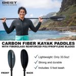 Best Marine Kayak Paddle – Carbon Fiber Shaft & Fiberglass Reinforced Polypropylene Blades – 220cm, 234cm, 250cm Separating Lightweight Floating Paddles – Adjustable Oars & Kayaking Accessories