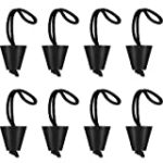 8 Pieces Kayak Scupper Plug Kit Silicone Scupper Plugs Drain Holes Stopper Bung with Lanyard (Black)