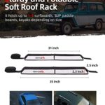 Abahub Soft Roof Rack Pads for Surfboard, SUP, Kayak, Canoe, Heavy Duty Universal Car Roof Racks System for Padle Boards, with 2 Tie Down Straps, 2 Tie Down Ropes, 2 Hood Loops and Storage Bag