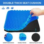 Gel Kayak Seat Cushion with Washable Non-Slip Cover,Waterproof Double Thicken Layer Paddle Board Seat Cushion,Breathable Honeycomb Design Gel Seat Cushion for Kayaks Paddling Boat and Fishing (Small)
