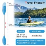 WONITAGO Kayak Paddles with Alloy Shaft and PP Blade, Floating Kayaking Oars, Adjustable 230-250 cm/90-98 Inches, Navy