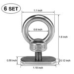 AONTOKY 6 Packs Stainless Steel Kayak Track Mount Tie Down Eyelet Rail for Kayak Canoe Boat Bungee Cord or Ropes