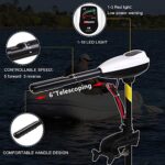 PEXMOR 46LBS Thrust Saltwater Transom Mounted Electric Trolling Motor w/LED Battery Indicator 8 Variable Speed for Inflatable Boats, Jon Boat, Pontoon Fishing Boat (30″ Shaft)