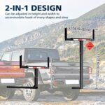 PENSUN Truck Bed Extender, 2 in 1 Design Foldable Pick Up Truck Bed Hitch Mount Extension Rack Canoe Kayak, 800lbs Load Capacity, Reflective Tape (Truck Bed Extender)