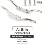 Atibin Deck Hardware Dock Cleats Steel Stainless Kayak Boat Cleat Marine Mooring Heavy Rope Cleat Base 2-1/2inch 4pcs