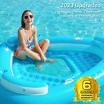 Jasonwell Floating Island Pool Float – Inflatable Lake Floaties Pool Lounger Raft Water Float with Cupholders Lake River Pool Floating Big Multi Person Party Floatie Toys Relaxation Island Adults Kids