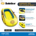 Solstice Inflatable Boat Rafts 3 Person for Adults & Kids Comes W/ Pole Oar Holders Cushioned Comfortable Base Grab Line 8 Ft Size Sunskiff Kits Dinghy Air Floor Yellow