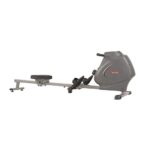 Sunny Health & Fitness Compact Folding Magnetic Rowing Machine with LCD Monitor, Bottle Holder, 43 Inch Slide Rail, 285 LB Max Weight – Synergy Power Motion – SF-RW5801, Gray