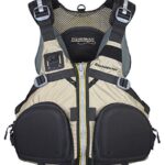 Stohlquist Fisherman Adult Men’s Life Jacket – Excellent Cockpit Management, Dual Front-Mounted Pockets, Easy Mounts for Equipment – High Back for Kayak Seating | Small/Medium, Khaki