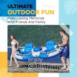 Sunlite Sports 2-Person River Raft Inch Inflatable, Water Float to Lounge Above Lake and River, Outdoor Water Tube Sport Fun, Recreational Use, Water Cooler, Two Grip Handles, Cup Holder, Grab Rope