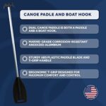 Five Oceans Canoe Paddle, Canoe Paddles and Boat Hook, Black, 4-Feet Long, Anodized Aluminum Shaft, Reinforced ABS Plastic Blade & Hook, Lightweight – FO1876