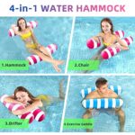 [4 Pack] Pool Floats for Adult, Inflatable Floats for Swimming Pool, 4 in 1 Floating Rafts(Saddle, Lounge Chair, Floaties Hammock, Drifter)